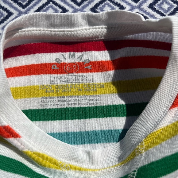 Primary "Ivory Rainbow" PJ Long-Sleeve Top and Pants, Size 6-7, Play - Picture 4 of 12